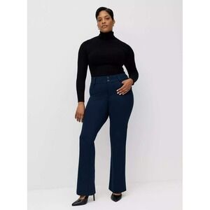 Torrid Navy Textured Slim Flare Studio Luxe Trousers Pants Size 16 NWT